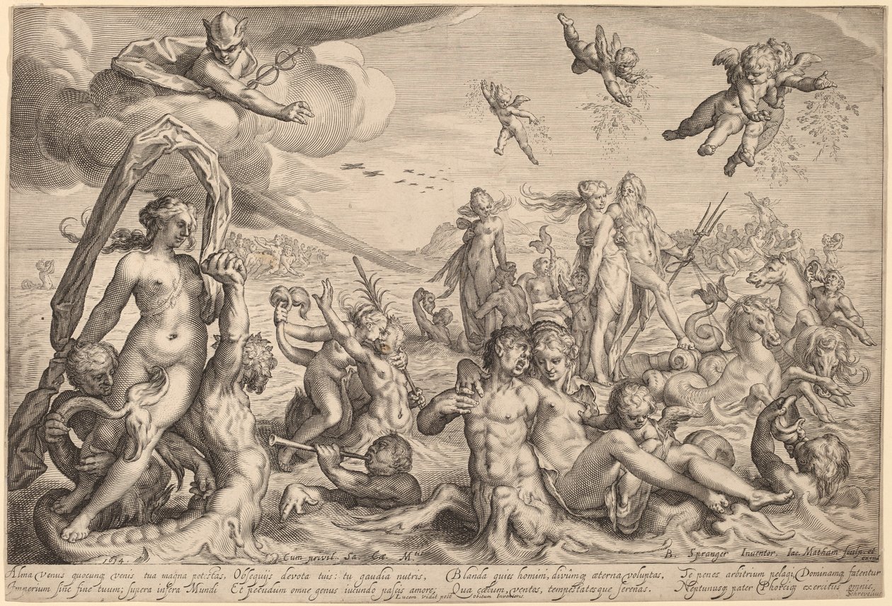 Neptuns og Thetis triumf af Jacob Matham, after Bartholomaeus Spranger