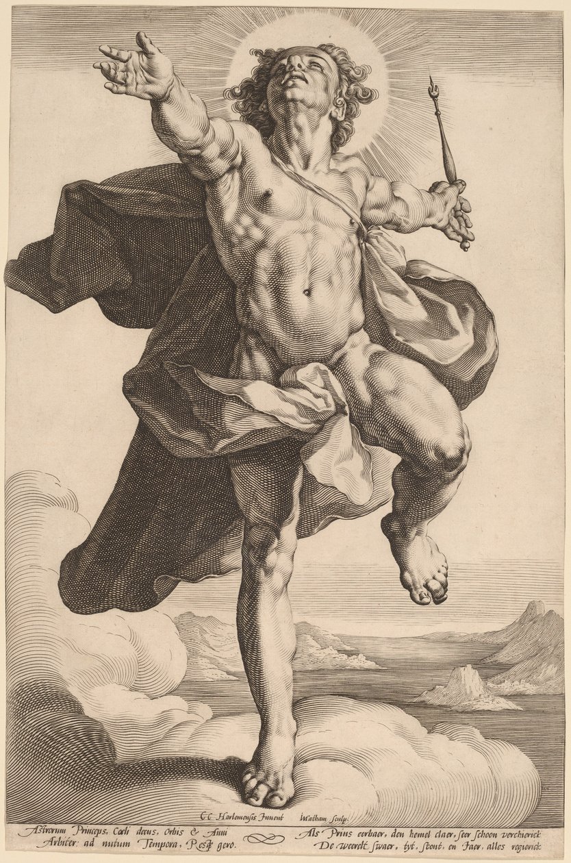 Apollo som Sol af Jacob Matham, after Cornelis Cornelisz van Haarlem