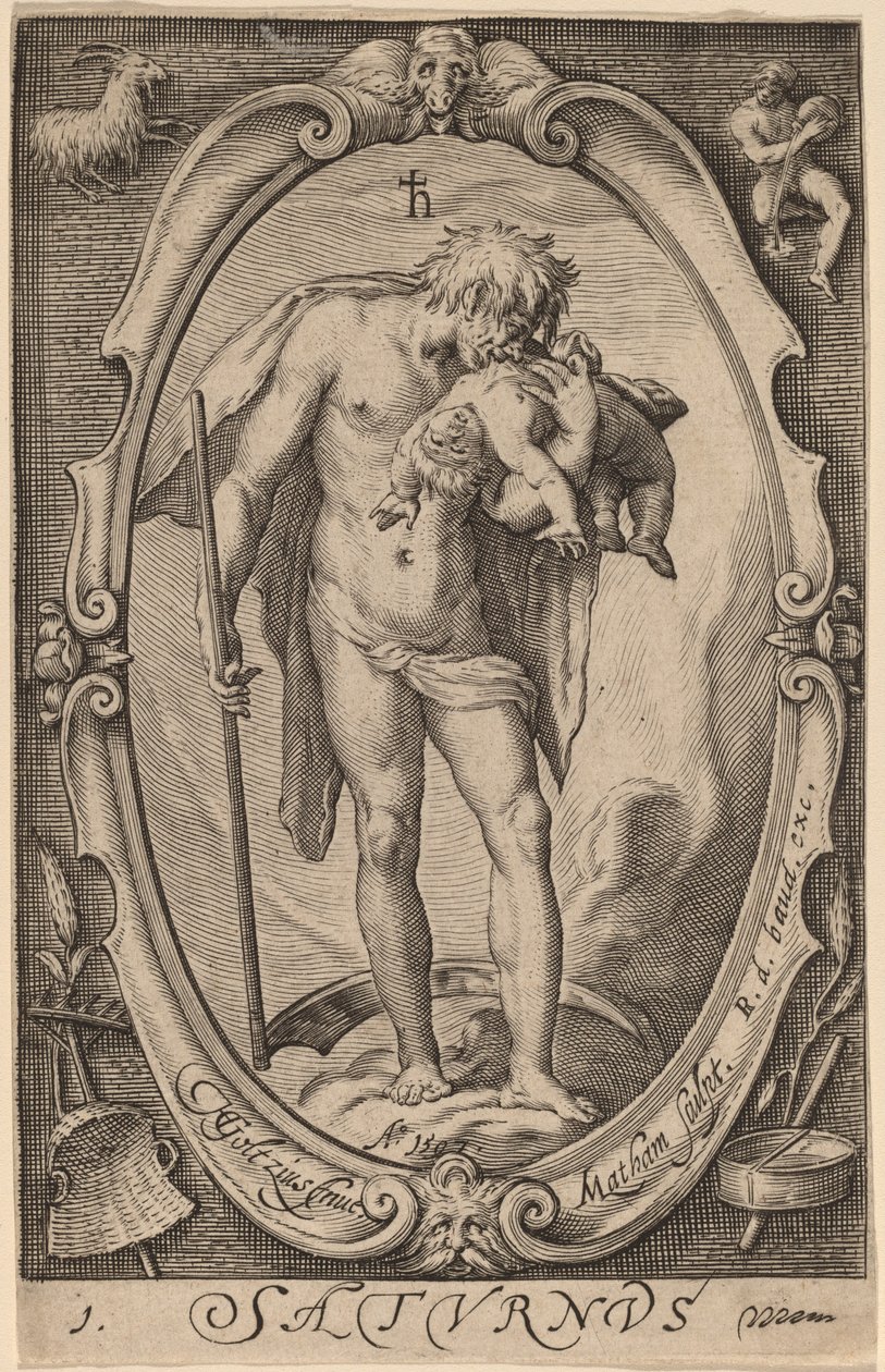 Saturn af Jacob Matham after Hendrik Goltzius