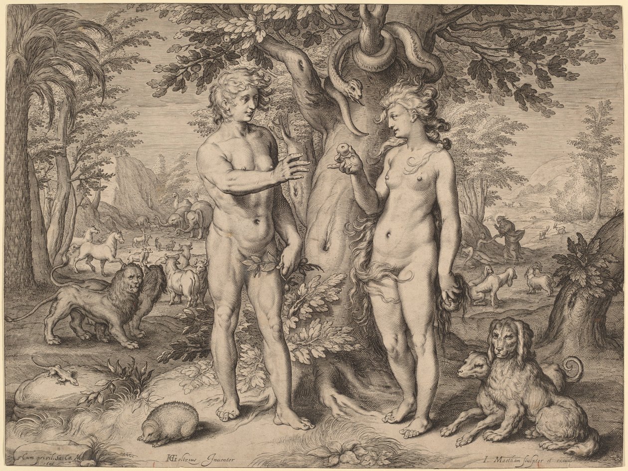 Menneskets Fald af Jacob Matham, after Hendrik Goltzius