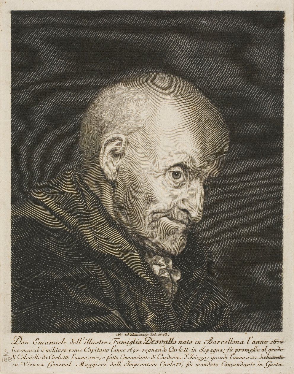 Portræt af Don Emanuel Desvalls af Jacob Matthias Schmutzer
