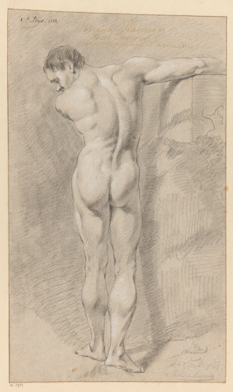 Stående nøgen mand, set bagfra (1. præmie 1768) af Jacob Maurer