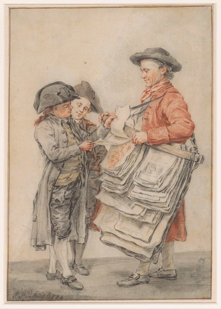 De prentsælger af Jacob Perkois (signed by artist)