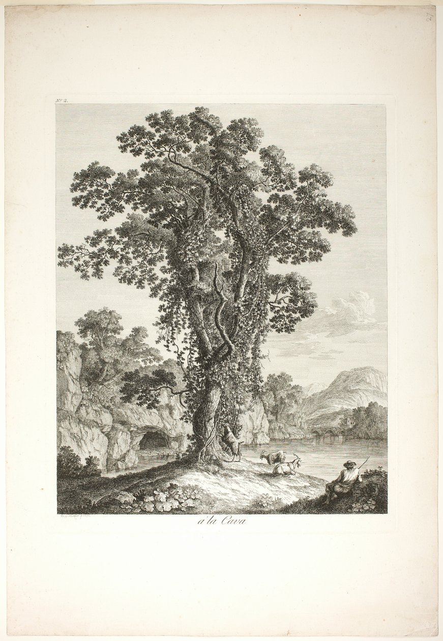Nær la Cava, fra Suite IV Views Drawn in the Kingdom of Napoli af Jacob Philipp Hackert