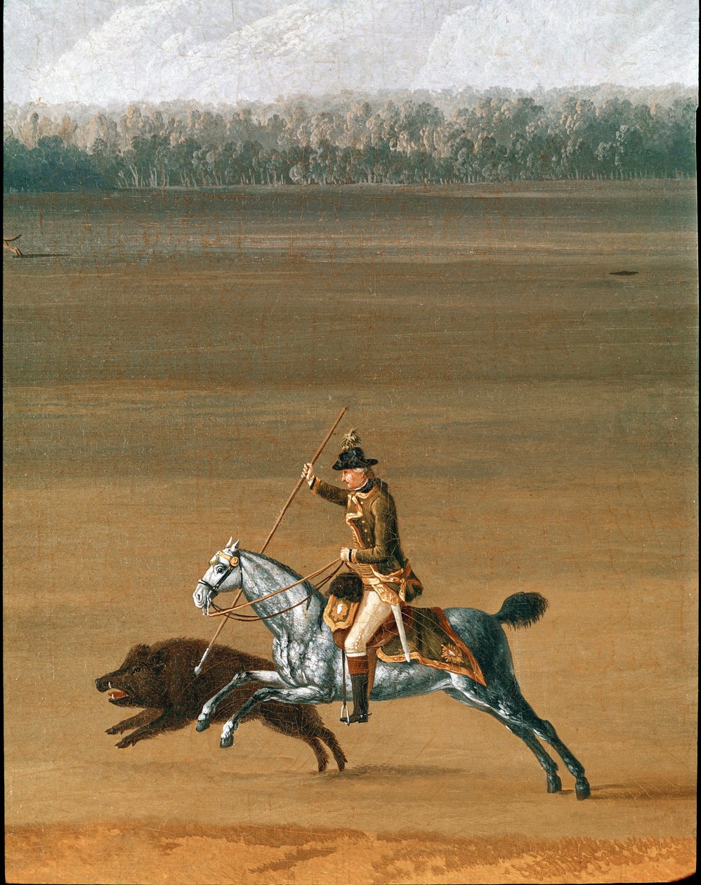 Ferdinand IV på jagt efter vildsvin på Cassano Estate. Detaljemaleri af Jakob Philipp dit Hackert d
