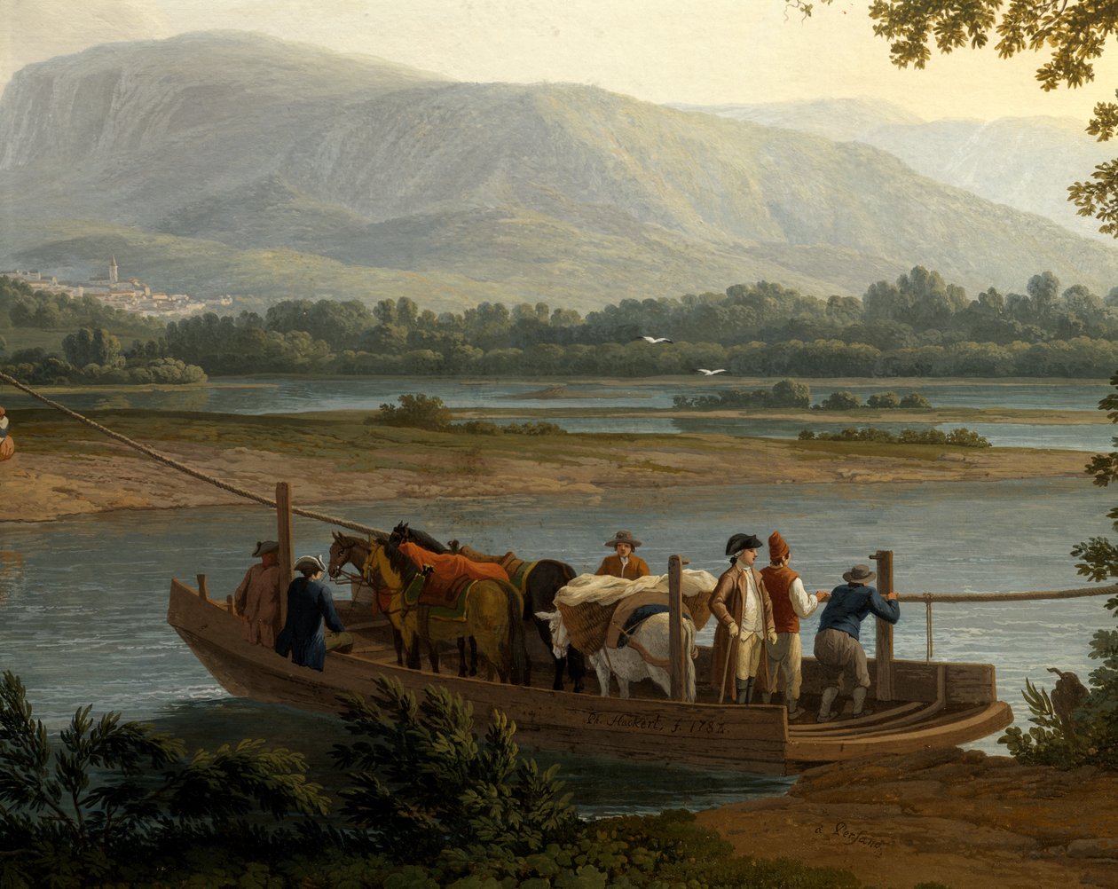 Færge på Sele, af Jacob Philipp Hackert (1737-1807) af Jacob Philippe Hackert