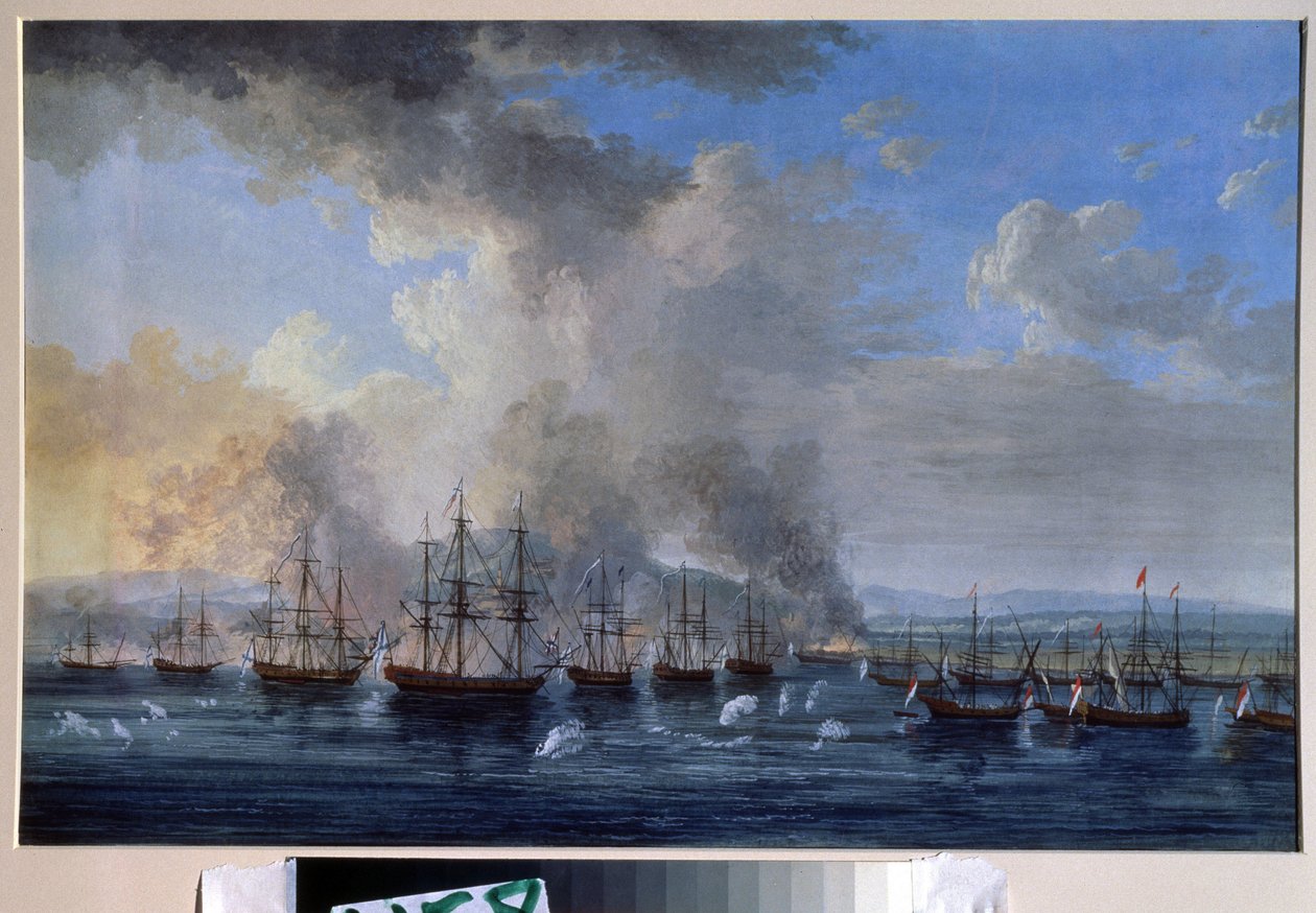 Russisk-osmannisk krig: ""Flådeslaget ved Damietta i 1770"" (Flådeslaget ved Damietta i 1770) Det modsatte flåderne fra Katarina II