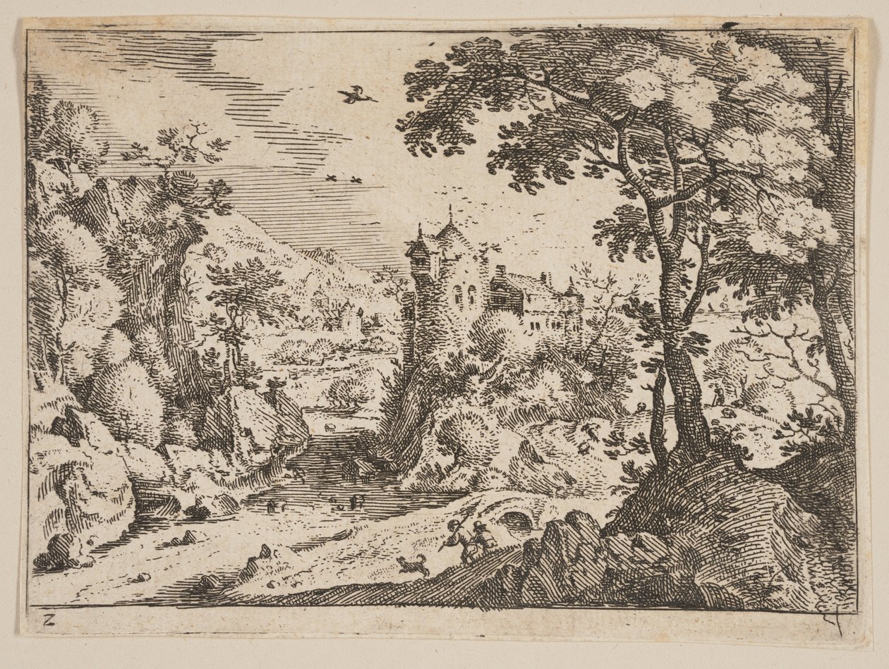 Vandløb mellem Rocky Hillside og Castle, fra Landskaber af Jacob Savery I