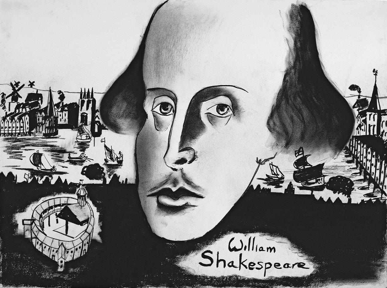 William Shakespeare (1564-1616) 1994 (kul på papir) af Jacob Sutton