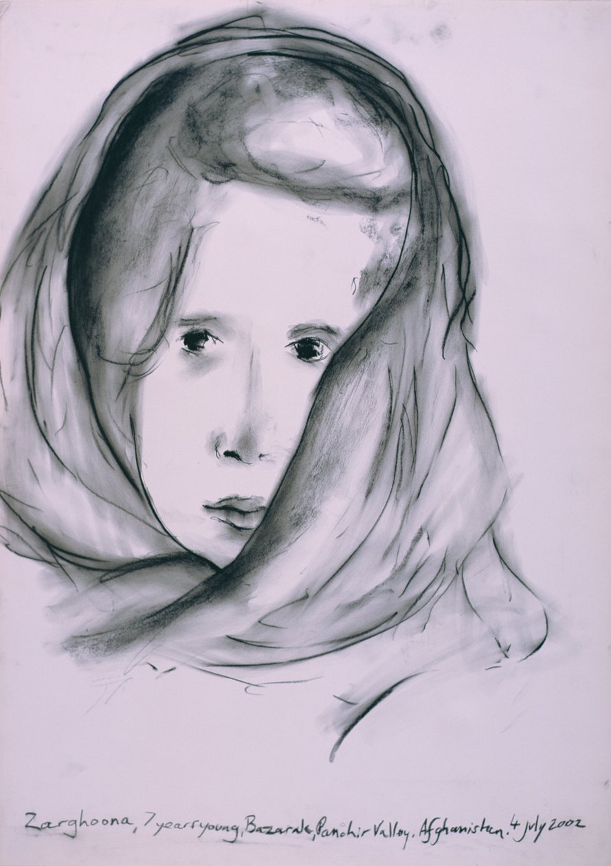 Zarghoona, Panshir Valley, Afghanistan, 4. juli 2002 (kul på papir) af Jacob Sutton