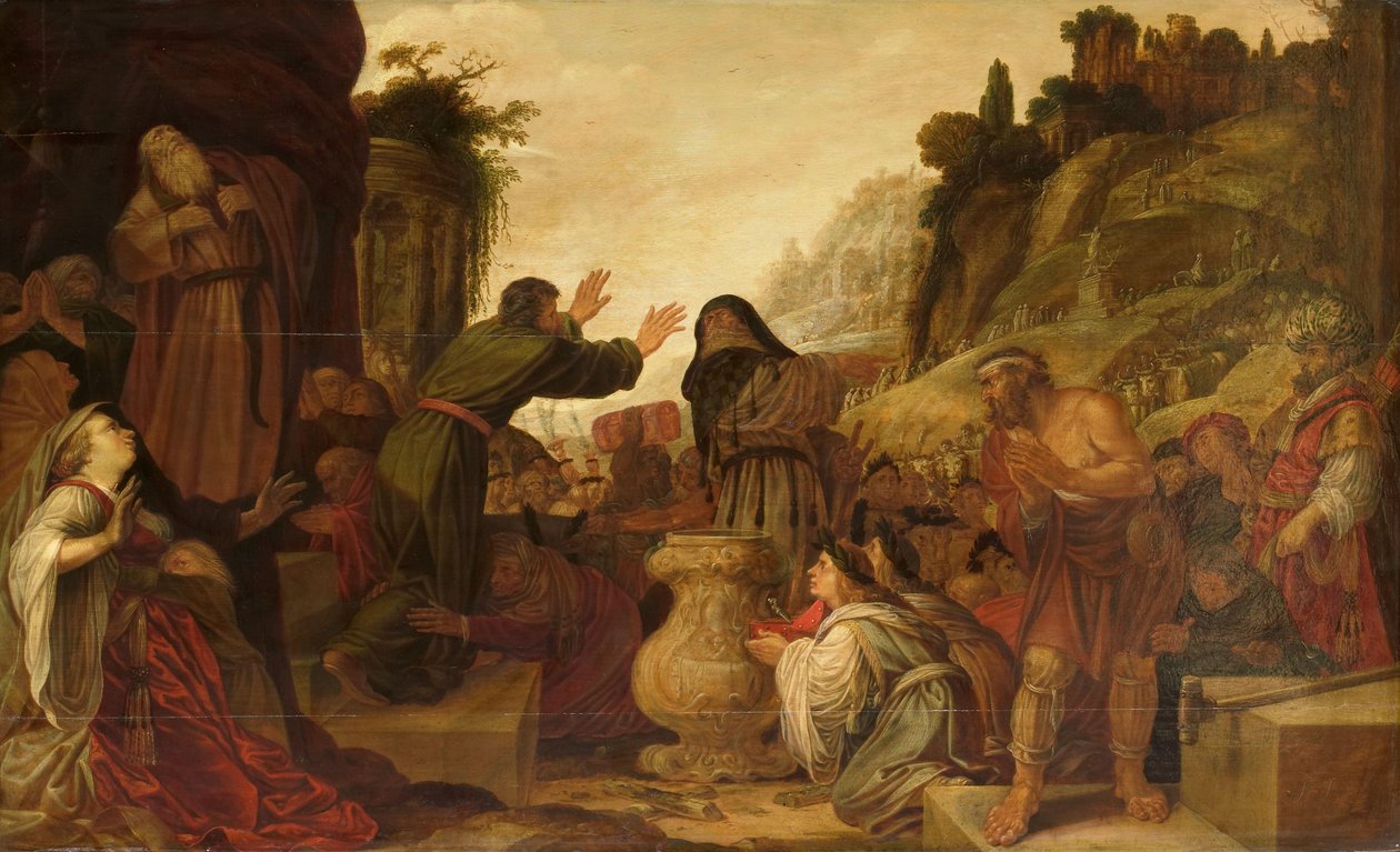 Paulus og Barnabas tilbad som guder af folket i Lystra (ApG 14:6-20) af Jacob Symonsz Pynas