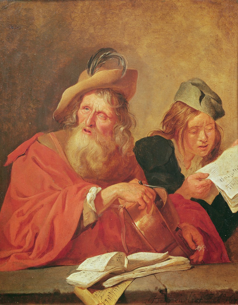 Hurdy-Gurdy-spilleren, 1678 af Jacob Toorenvliet