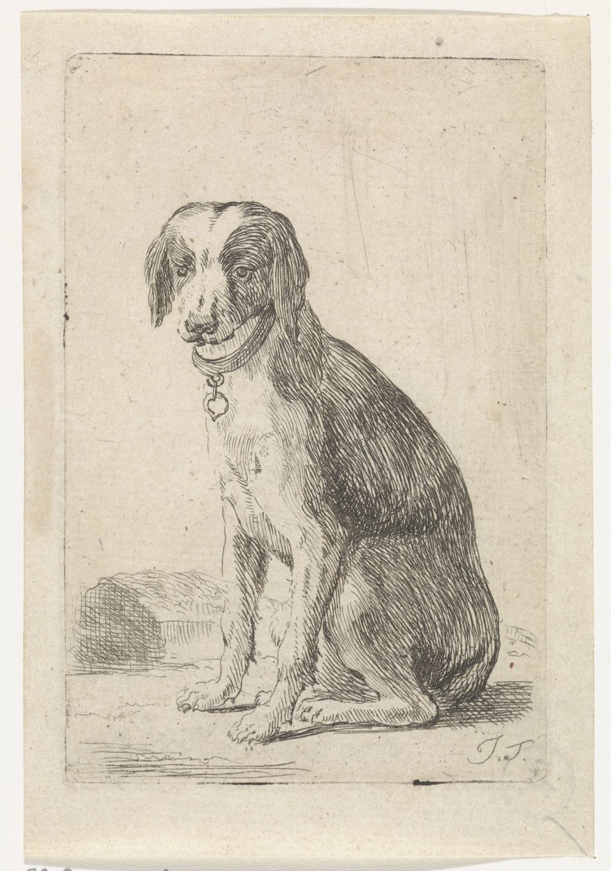 Siddende hund med halsbånd Hunde (serietitel) af Jacob Toorenvliet