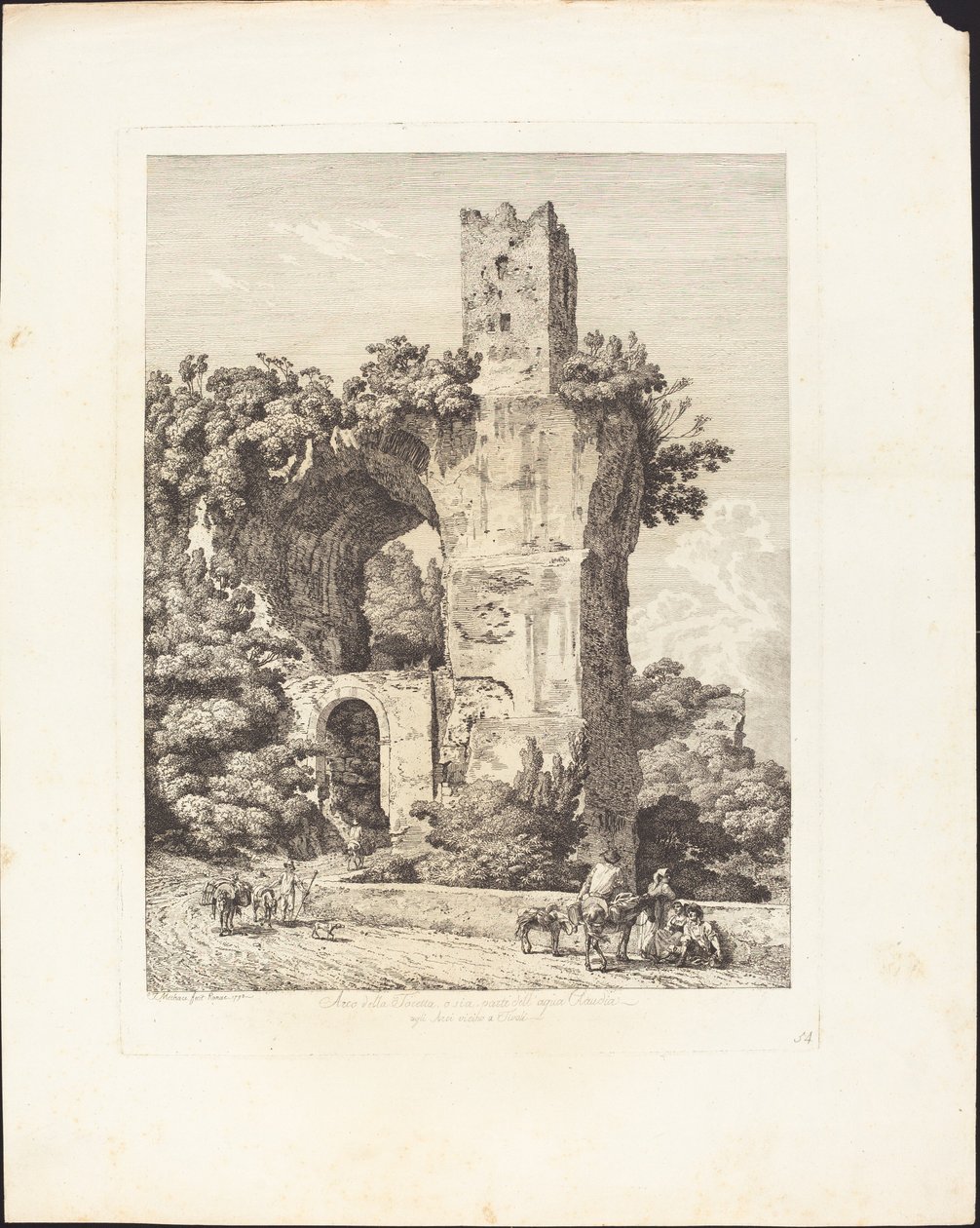 Arco della Toretta eller er en del af Claudia-vandet, i Arci nær Tivoli af Jacob Wilhelm Mechau