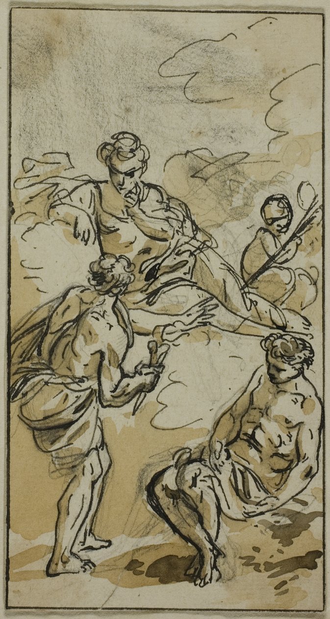Gudinde viser sig for to skikkelser af Jacob Wilhelm Mechau