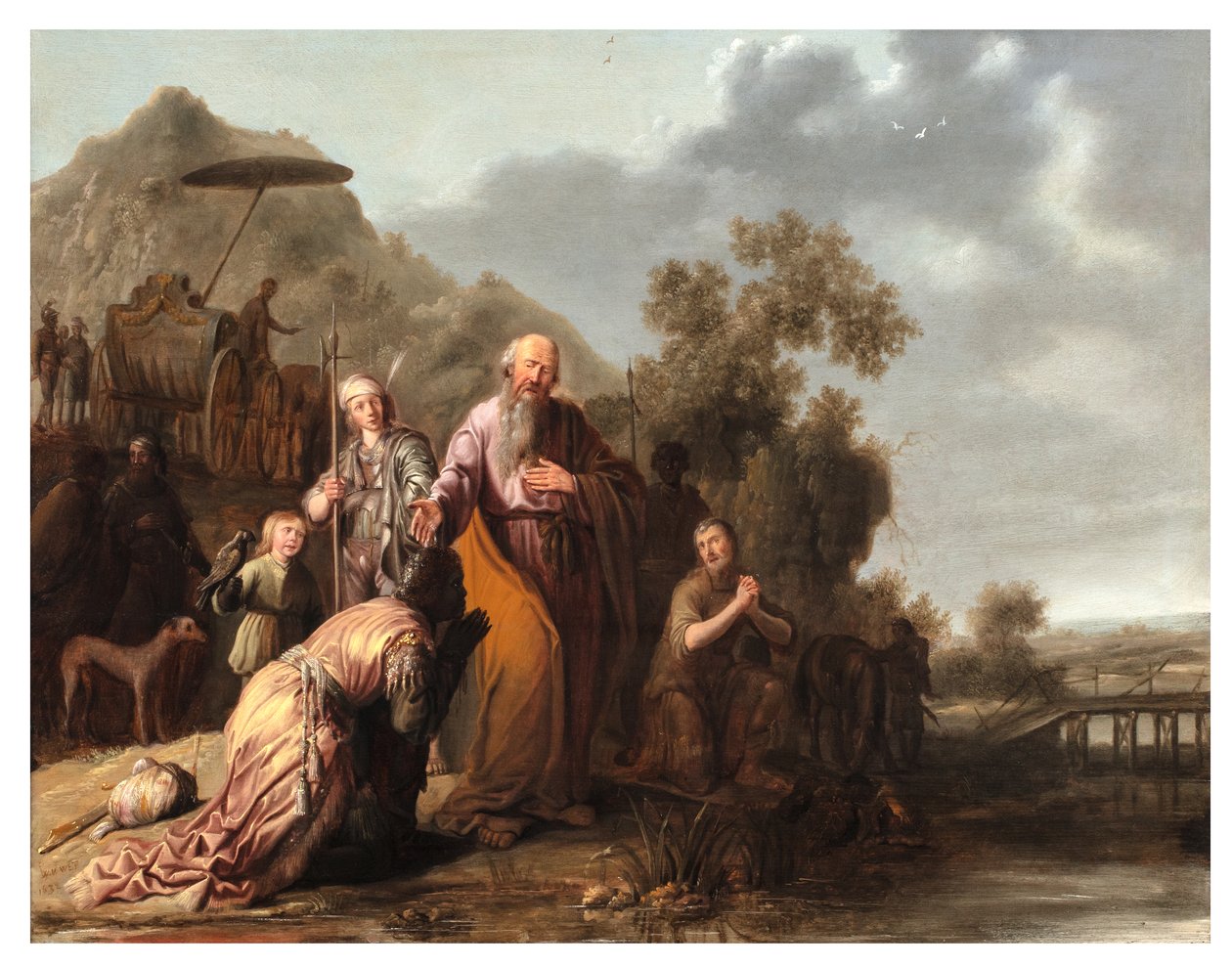 The Baptism of the Eunuch, c.1632 (olie på panel) af Jacob Willemsz de (c.1630 after 1675) Wet