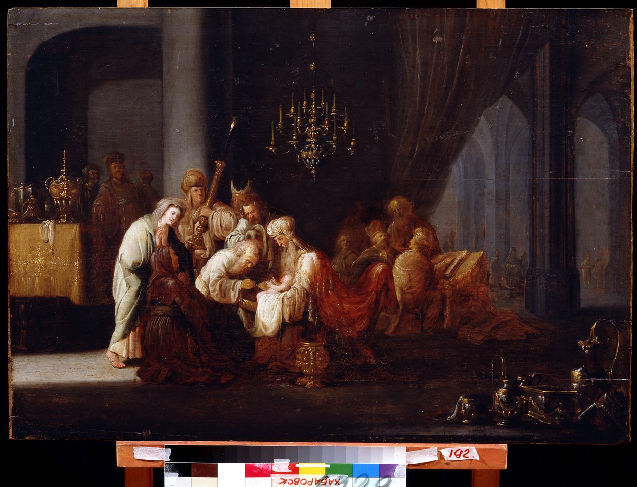 Omskæring (Omskæringen). Maleri af Jacob Willemsz de Wet, den ældre (ca. 1630-efter 1675). Olie på træ, 91 x 64 cm. Hollandsk kunst, barokstil. Far Eastern Museum, Khabarovsk. af Jacob Willemsz de (c.1630 after 1675) Wet