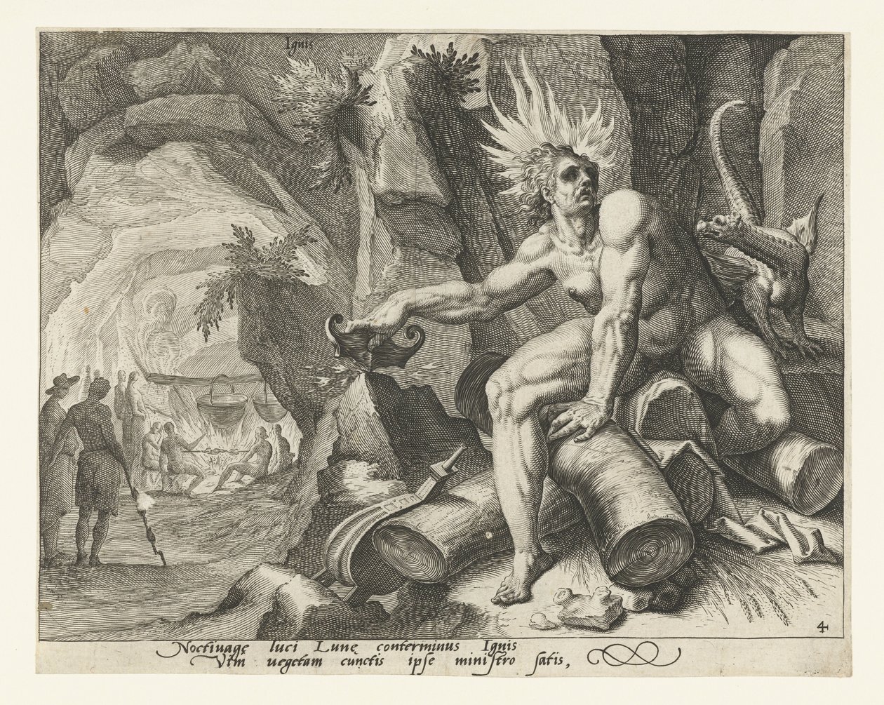 Elementet af ild Ignis (titel på objekt) De fire elementer (serietitel) af Jacob de Gheyn (II) (attributed to)