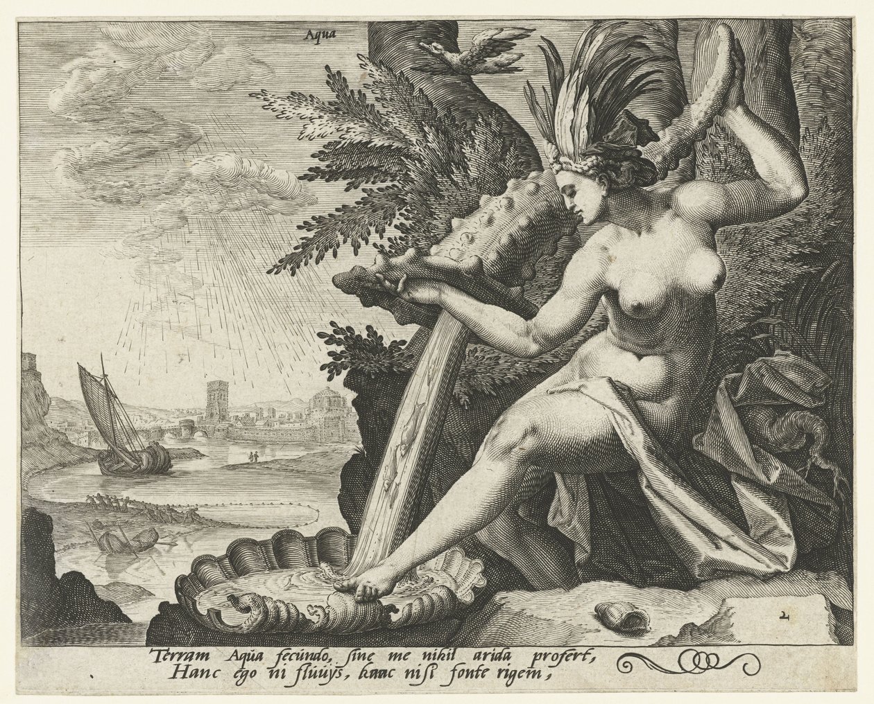 Elementet vand Aqua (titel på objekt) De fire elementer (serietitel) af Jacob de Gheyn (II) (attributed to)