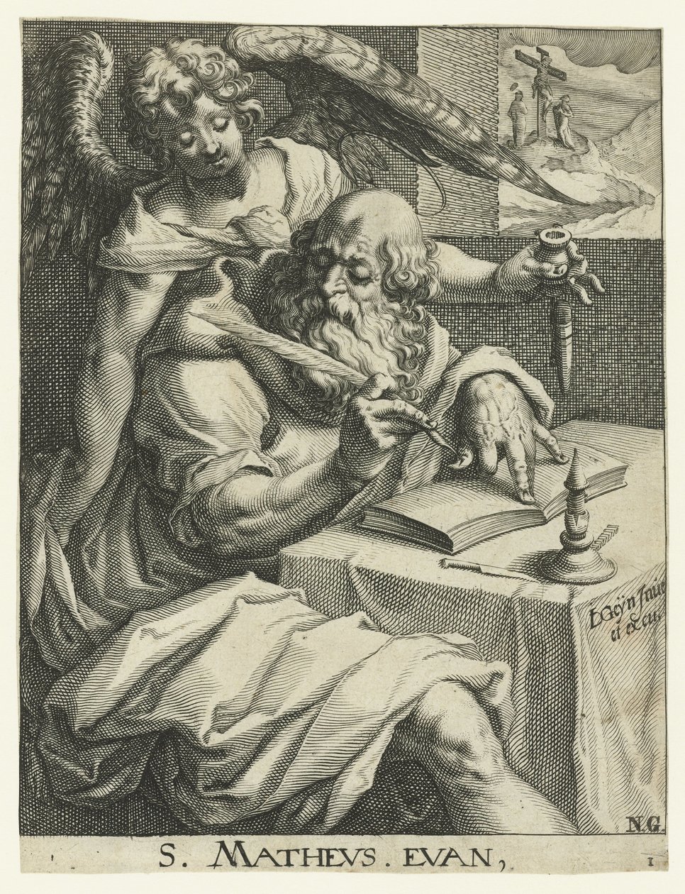 Evangelist Mattheus De fire evangelister (serietitel) af Jacob de Gheyn (II) (workshop of)
