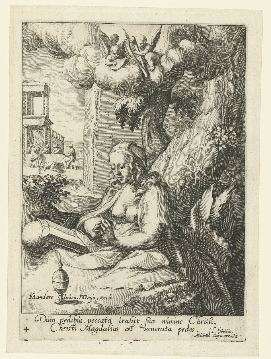 Maria Magdalene som en angrende synder Otte angrende syndere fra Det Gamle og Nye Testamente (serietitel) af Jacob de Gheyn (II) (workshop of)