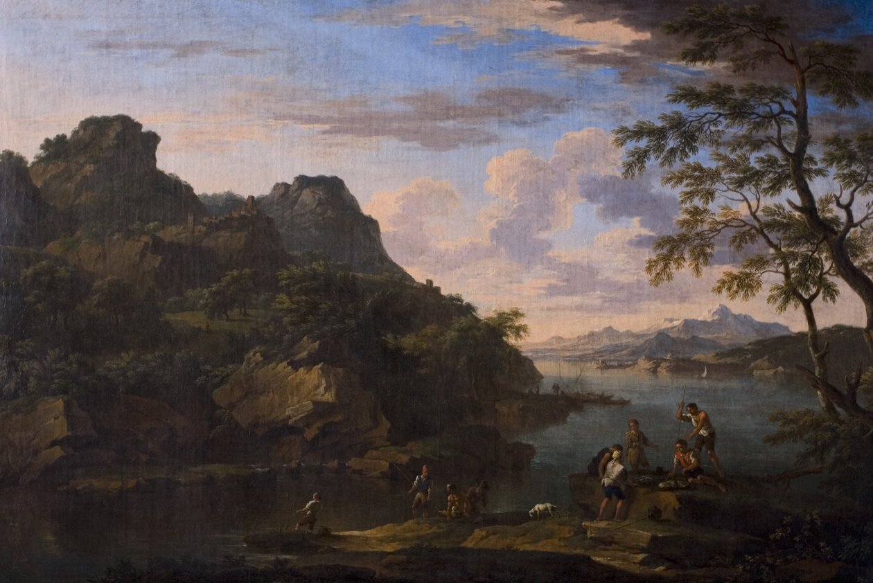 Klassisk Landskab med Figurer, slutningen af 1600-tallet af Jacob de Heusch