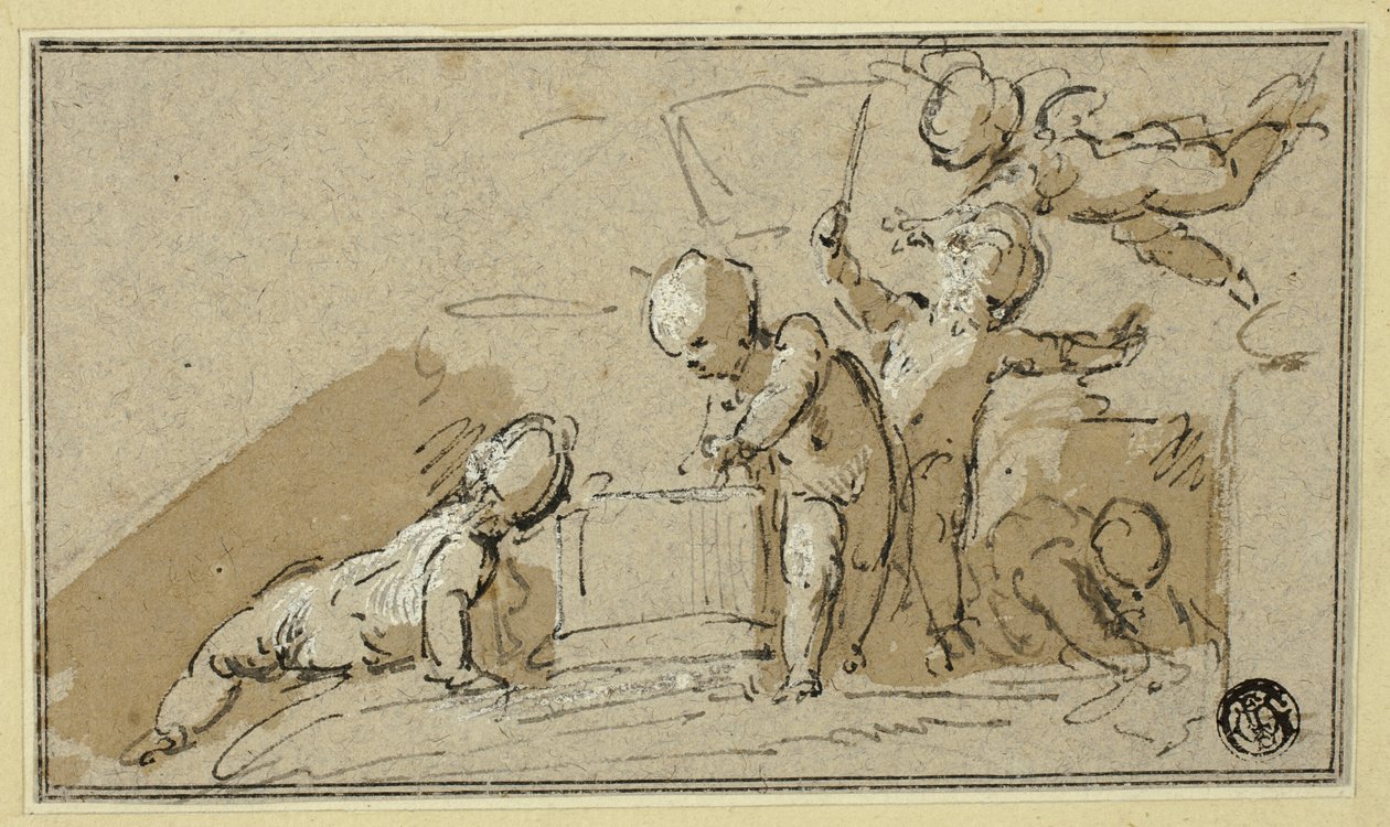 Fem Putti i spil af Jacob de Wit