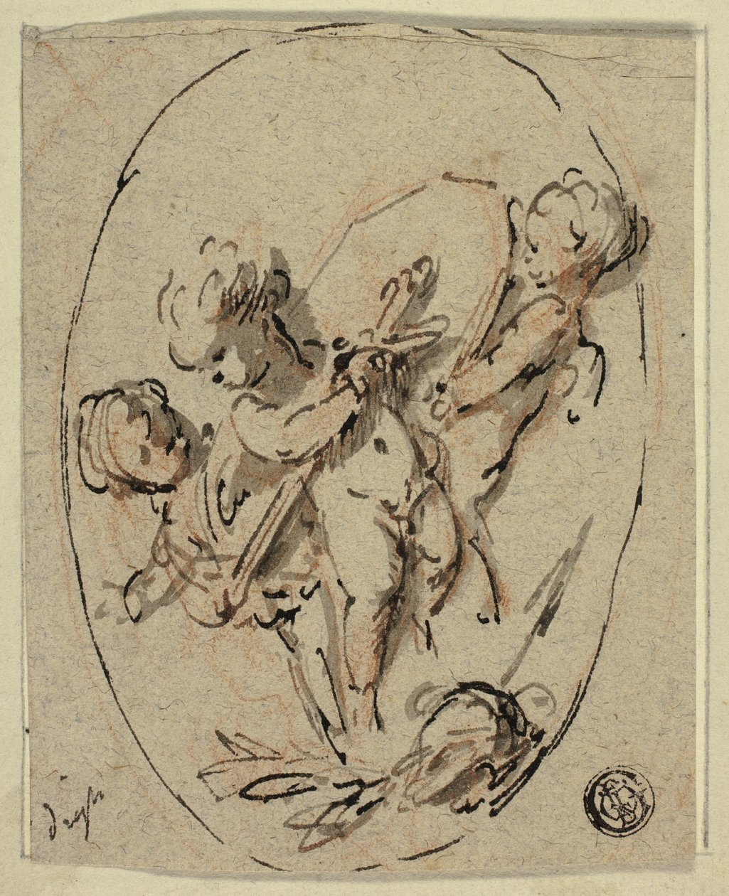 Putti med Skjold og Sværd af Jacob de Wit