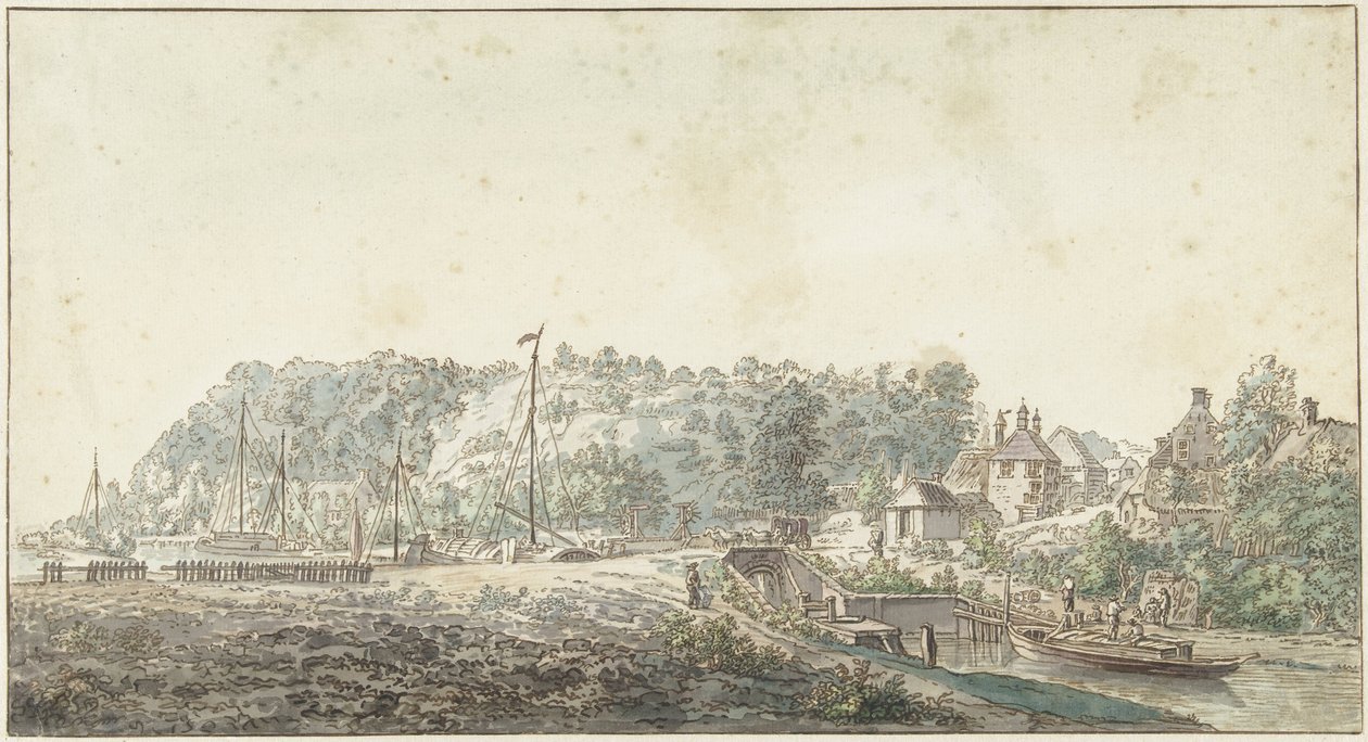 Slusen ved Grebbe mellem Rhenen og Wageningen af Jacob van Liender