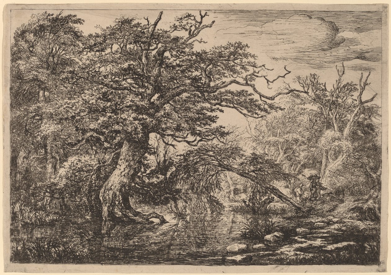 En skovmose med rejsende på en bred (De rejsende) af Jacob van Ruisdael