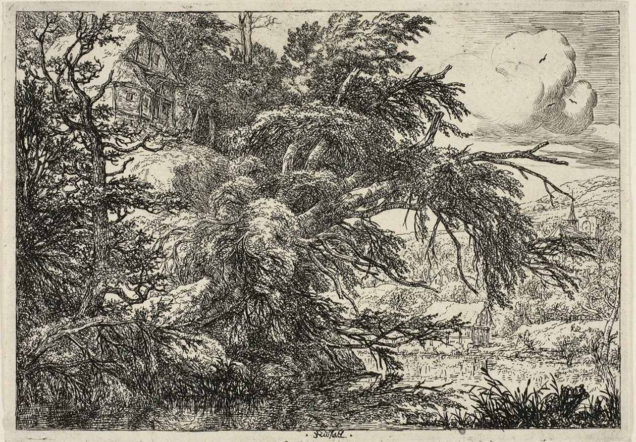 Sommerhus på toppen af en bakke af Jacob van Ruisdael