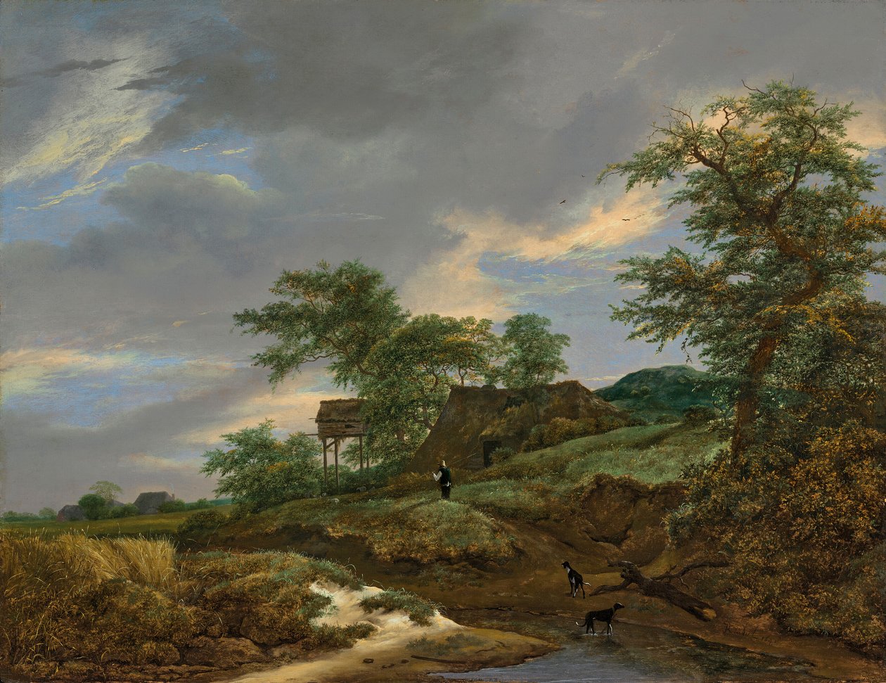 Klitlandskab med et hus og en duehytte af Jacob van Ruisdael