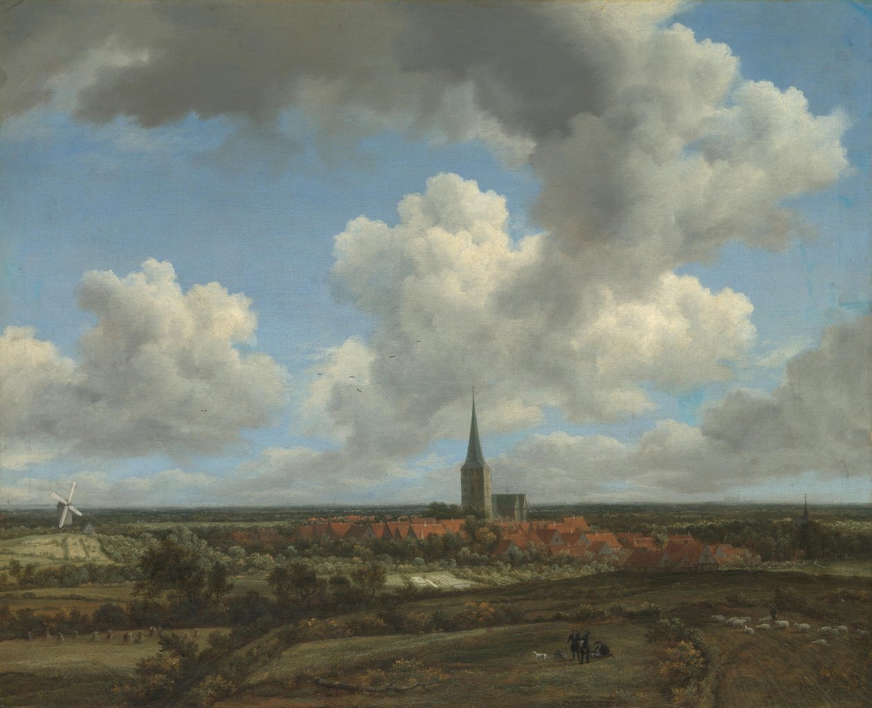 Fladt landskab med udsigt over Ootmarsum (Overijssel) af Jacob van Ruisdael
