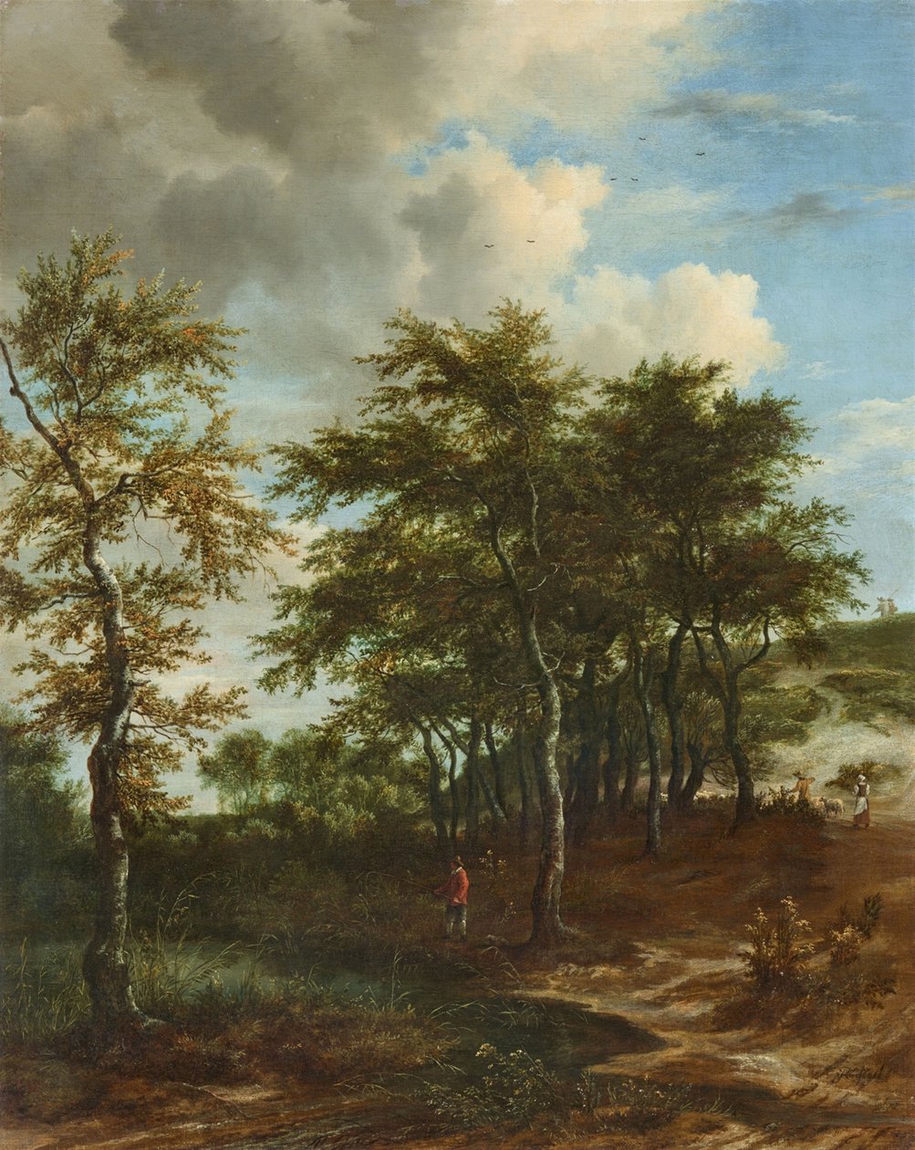 Landskab med høje træer af Jacob van Ruisdael