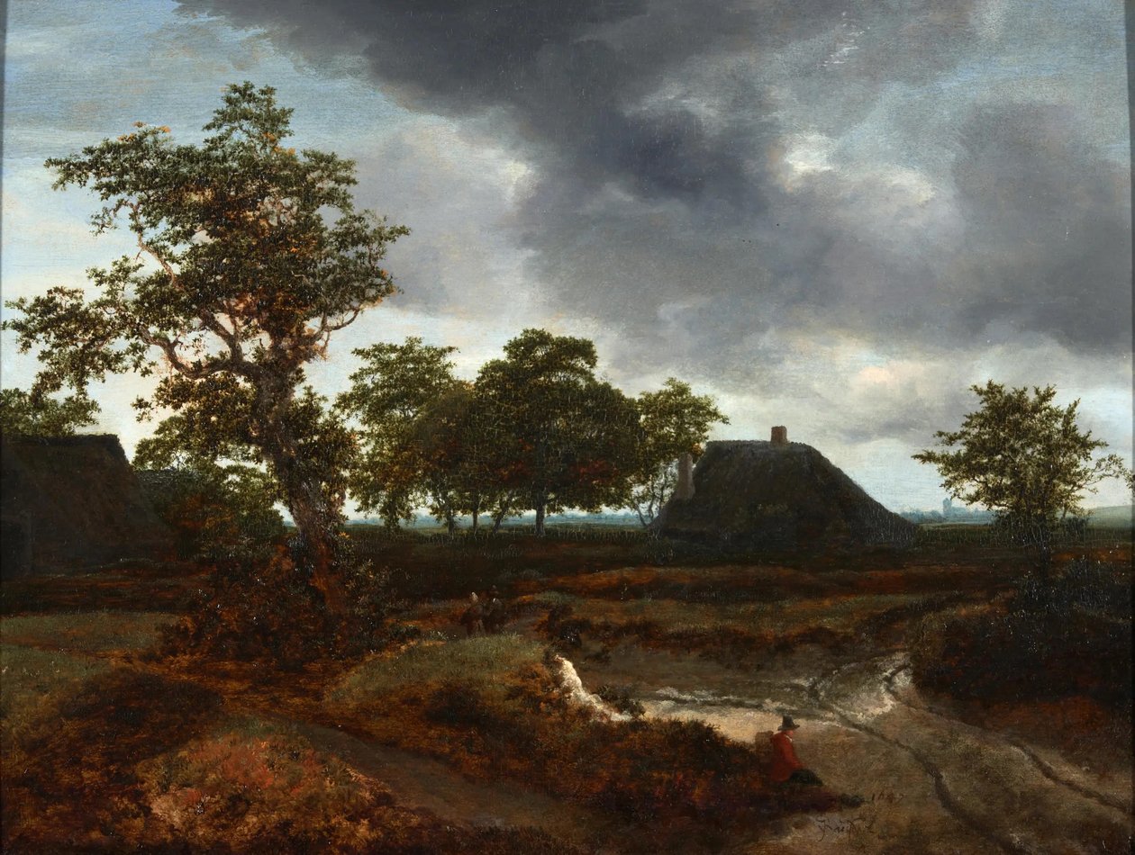 Landskab med hytter af Jacob van Ruisdael