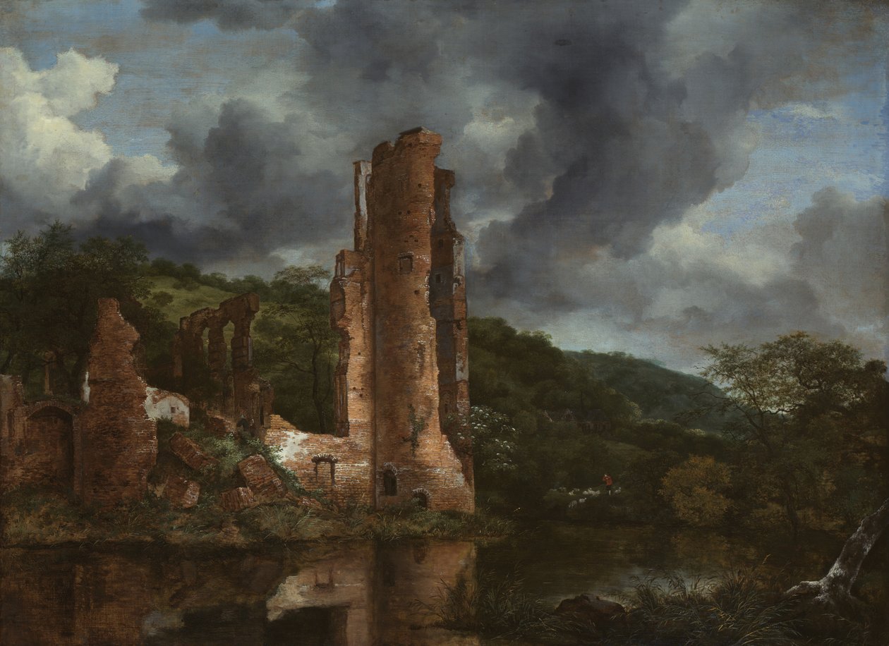 Landskab med ruinerne af slottet Egmond, 165055. af Jacob van Ruisdael