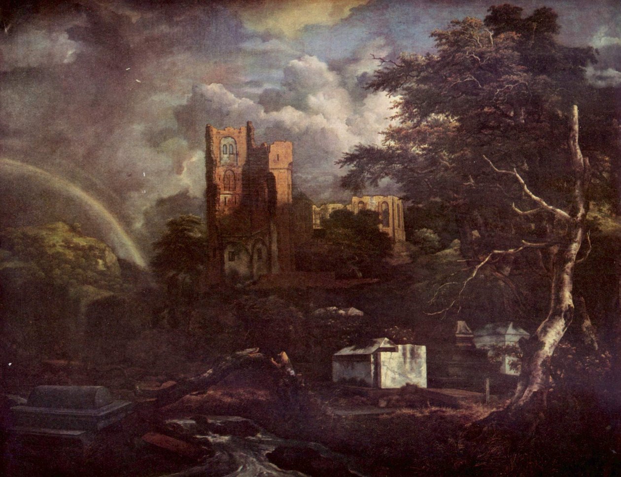 Spansk:  El cementerio judío Den jødiske kirkegård af Jacob van Ruisdael