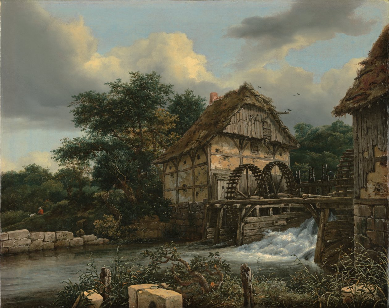 To vandmøller og en åben sluse af Jacob van Ruisdael