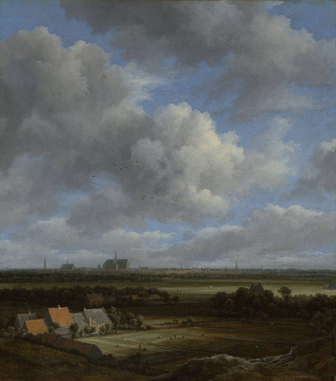Udsigt over Haarlem fra nordvest med blegemarkerne i forgrunden, ca. 1650-82 af Jacob van Ruisdael