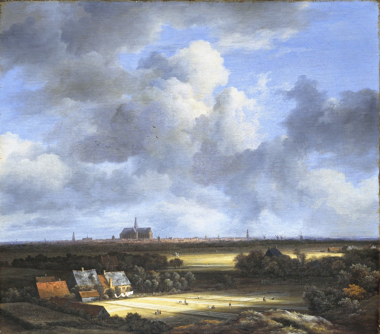 Udsigt over blegepladserne og Haarlem af Jacob van Ruisdael