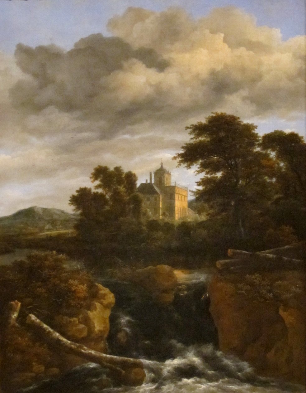 Vandfald foran et slot af Jacob van Ruisdael