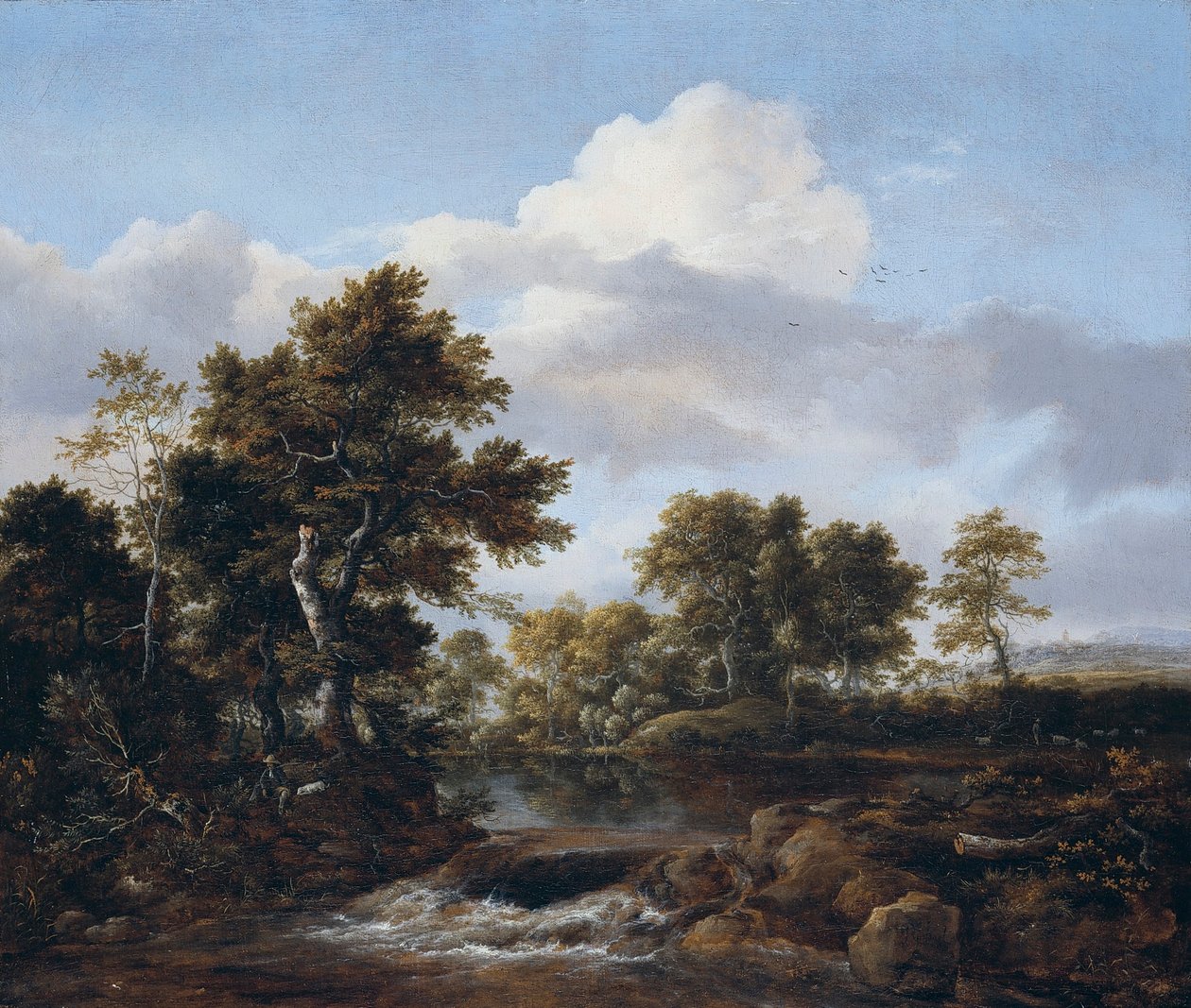 Skovklædt landskab med en bæk af Jacob van Ruisdael
