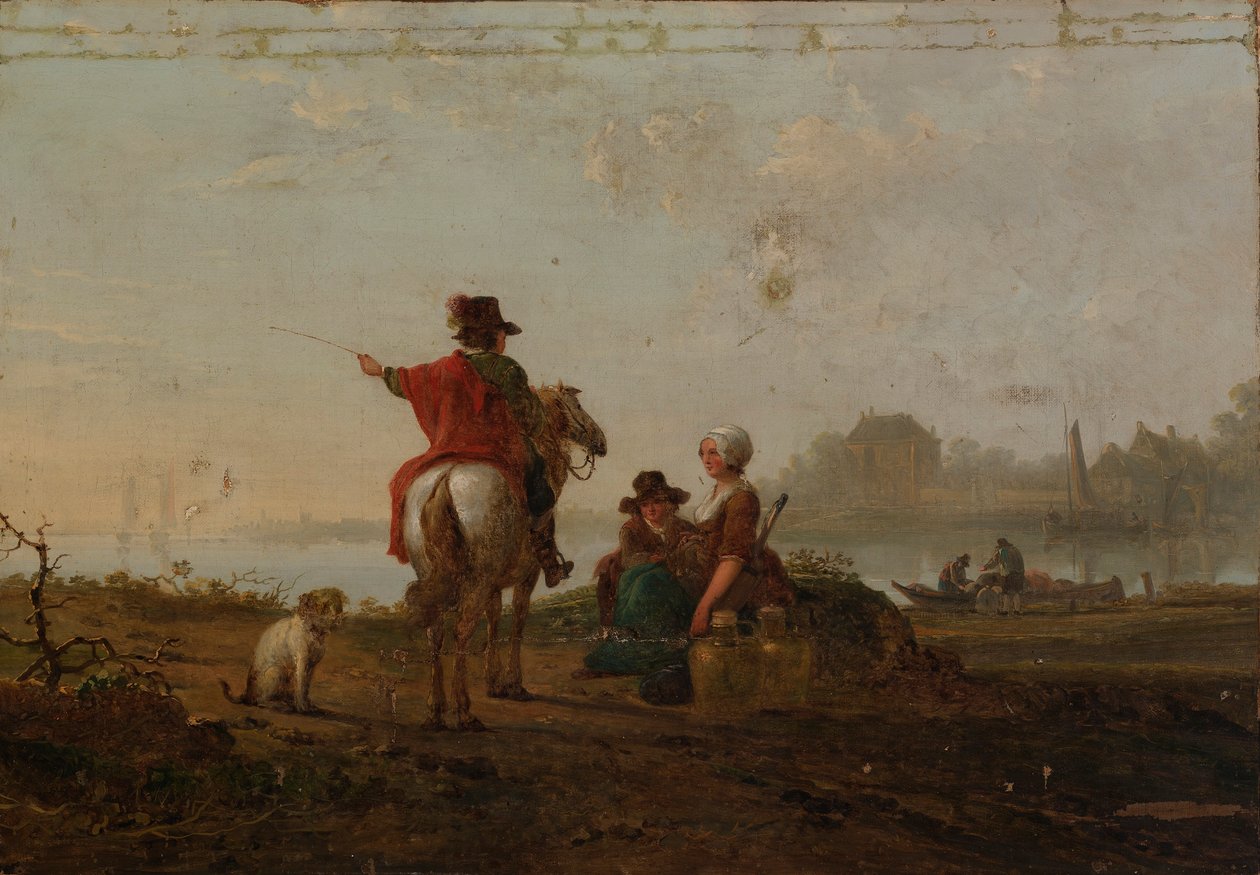 Hollandsk landskab med figurer af Jacob van Strij