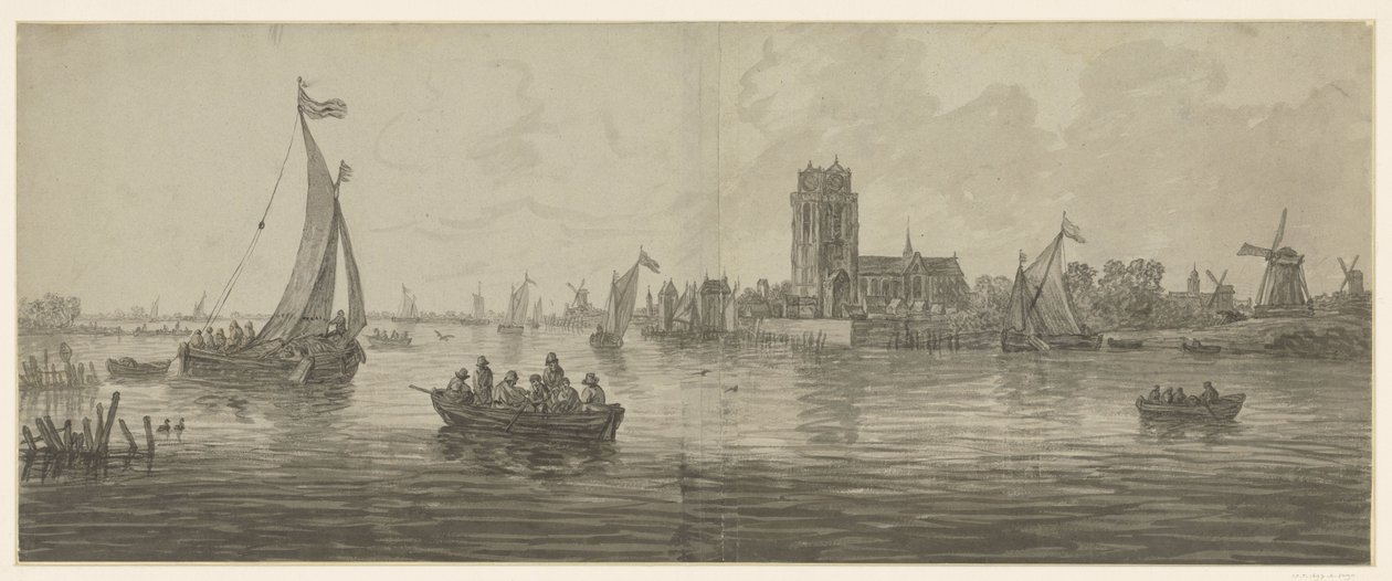 Udsigt over Dordrecht fra sydvest af Jacob van Strij