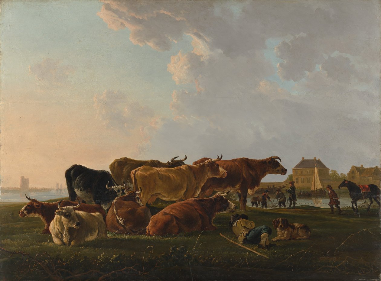 Landskab med Kvæg, formentlig ca. 1800. af Jacob van Strij