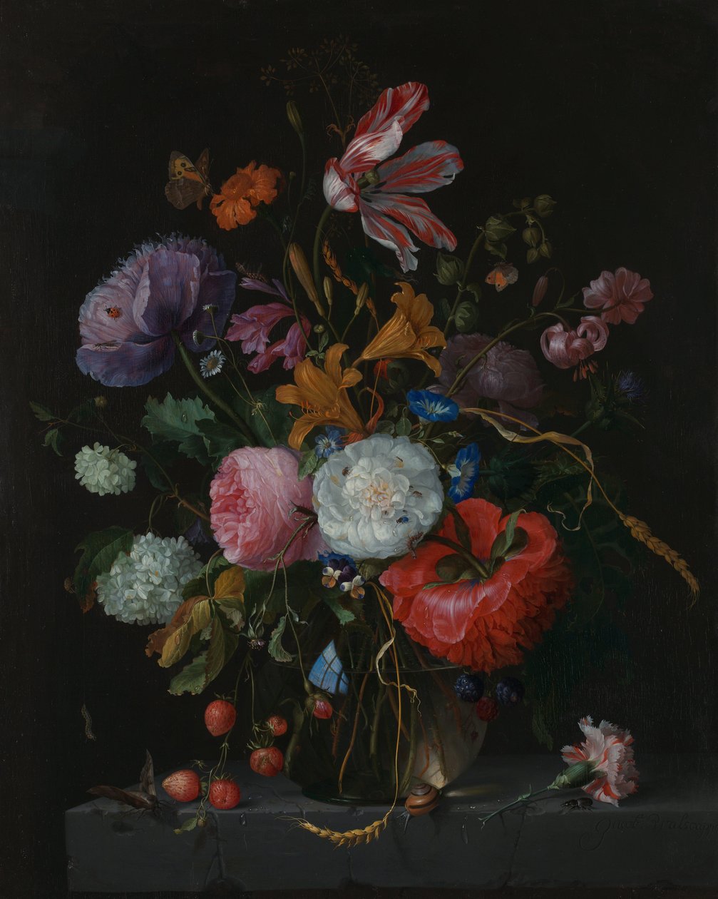 Blomster i en glasvase, ca. 1670 af Jacob van Walscapelle