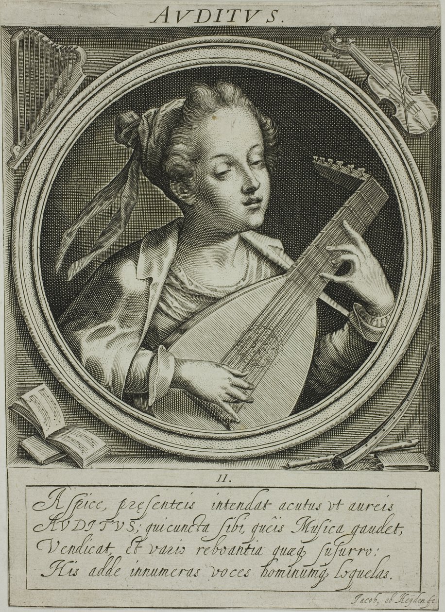 Lyd, planche to fra De fem sanser af Jacob van der Heyden