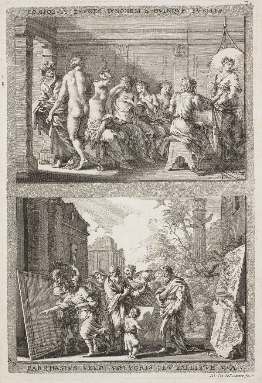 Zeuxis og Parrhassius af Jacob von Sandrart