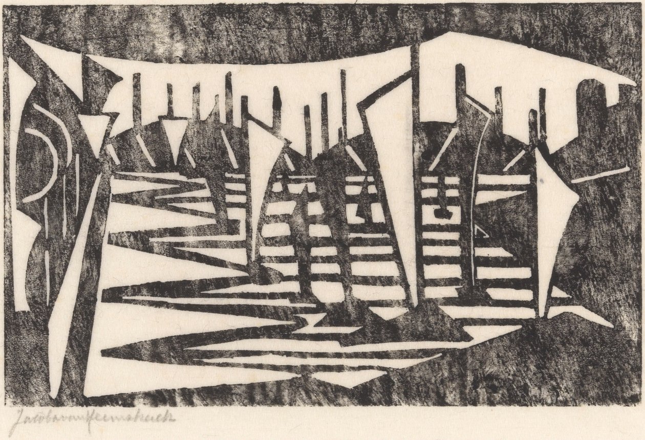 Sammensætning (både i en havn) af Jacoba van Heemskerck (signed by artist)