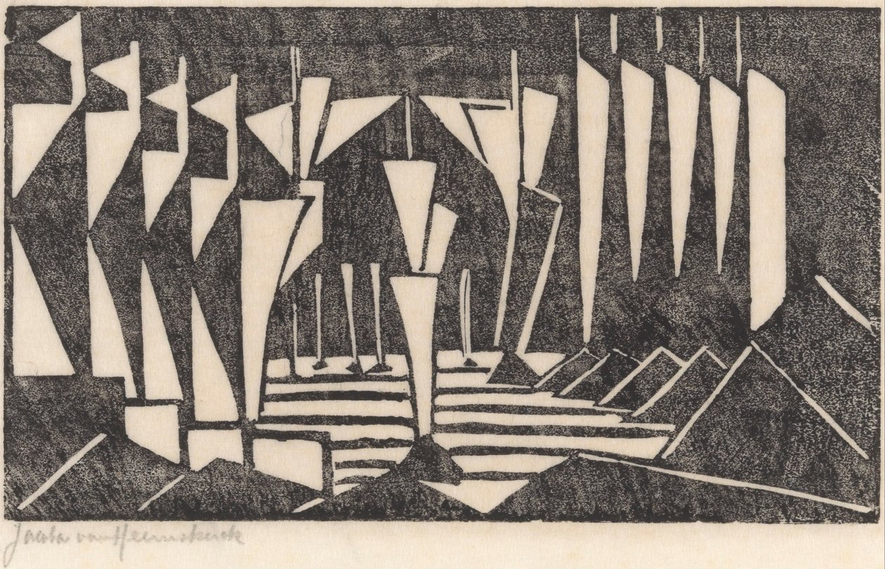 Komposition (Sejlads på en sø) af Jacoba van Heemskerck (signed by artist)